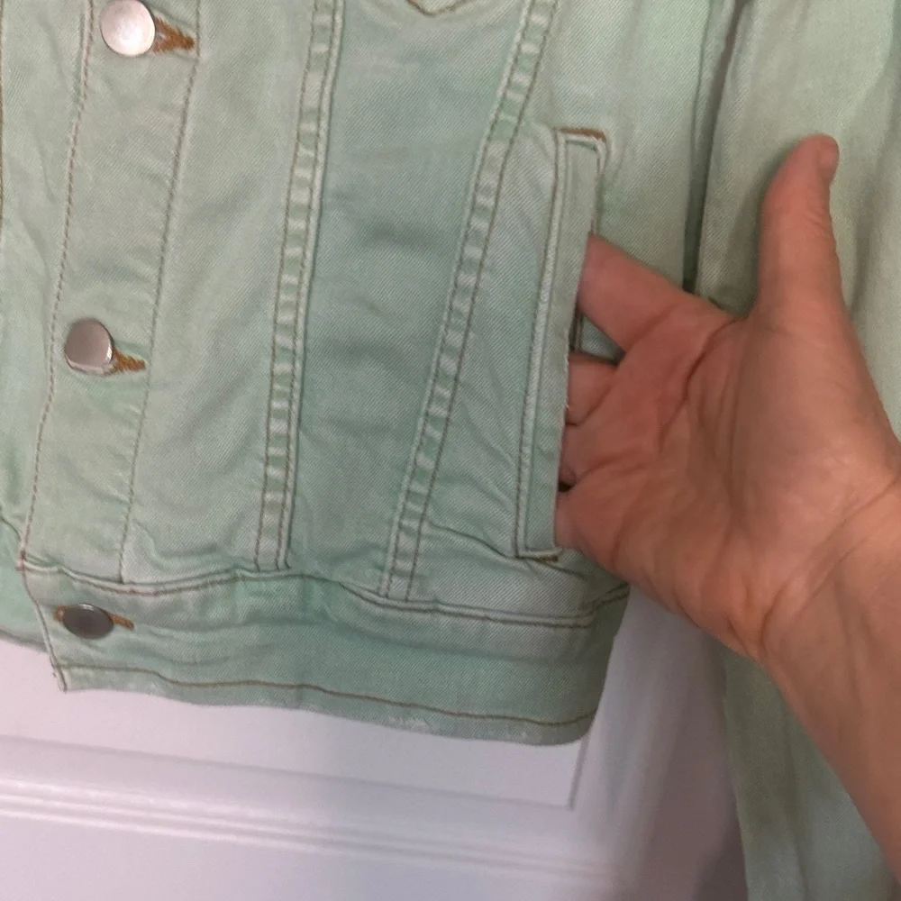 Free People Mint Green Denim Jacket - Picture 4 of 11